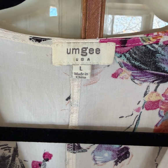 Umgee Floral Deep V-Neck Multicolor Boho Flowy Midi Dress - Size Large - Picture 3 of 6